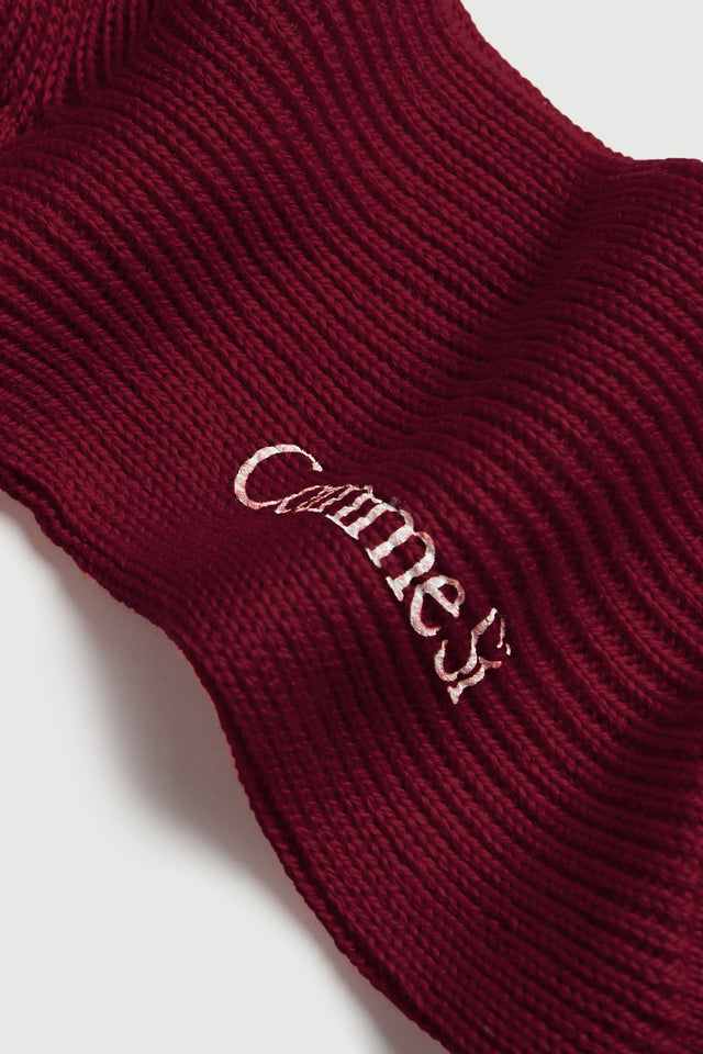footbed detail, The Merino Sock in burgundy, merino wool, by Comme Si